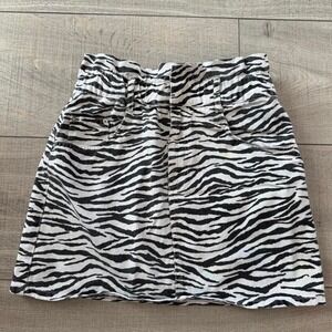ZARA Zebra Print Denim Mini Skirt Y2K
